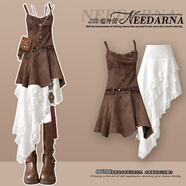 小紅書爆款內(nèi)蒙古草原旅游穿搭波西米亞白色連衣裙子2025夏季海邊 咖色吊帶裙配腰帶+白不規(guī)則半身 S 均碼