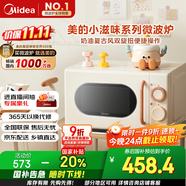 美的小滋味系列微波爐變頻家用小型奶油風百搭復古轉盤式一級能效低頻輕音20L預制菜加熱（M2H1）