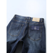 好景鳥(niǎo)（HAOJINGNIAO）2025秋冬新款赤耳丹寧牛仔褲男士深藍色四面彈力寬松直筒休閑長(cháng)褲 深藍色_3101# 29