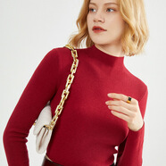 秋冬修身抽條半高領(lǐng)女毛衣打底衫純色韓版套頭貼身穿女針織衫內搭 鐵銹紅 S