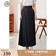 固執（OBSTINATE）【特價(jià)】新款中式復古馬面裙百褶氣質(zhì)款一片式長(cháng)款半身裙 黑色 L 170/72A