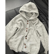 俞兆林（YUZHAOLIN）灰色連帽毛衣開(kāi)衫外套女2025秋冬季新款韓系穿搭小眾開(kāi)衫針織外套 灰色 M 建議90-110斤