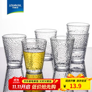 樂唯詩（NERVISHI） 玻璃杯錘紋玻璃水杯家用牛奶杯果汁杯高顏值水杯簡約茶杯飲料杯 【錘煉紋】220ML*6