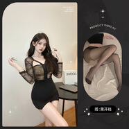 內衣性感透視包臀裙蕾絲純欲睡衣火辣女激情套裝8796 性感鏤空連身裙黑+黑開(kāi)檔襪 均碼