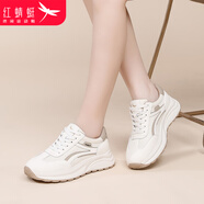 紅蜻蜓運動(dòng)鞋女時(shí)尚加絨保暖跑步鞋輕便軟底耐磨休閑鞋WXB150691H米杏36