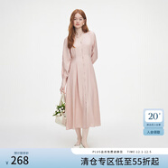范思藍恩秋季簡(jiǎn)單大方V領(lǐng)連衣裙女秋裝2024新款法式氣質(zhì)收腰裙子連衣裙女 花束粉 M