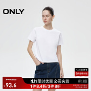 ONLY2025秋季新款簡(jiǎn)約舒適基礎(chǔ)純色圓領(lǐng)正肩短袖T恤女|125101058 A43 奶油白色 L (170) 88A