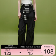 三彩工裝風(fēng)高腰直筒長(cháng)褲