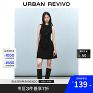 UR2025春季新款女摩登氣質(zhì)褶皺收腰顯瘦無(wú)袖連衣裙UYY750030 黑色 XS