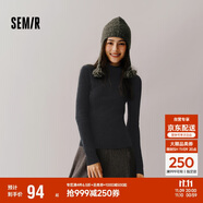 森馬（Semir）毛衣女冬季舒適緊身半高領(lǐng)正肩純色羊毛衫顯瘦打底衫101724107003