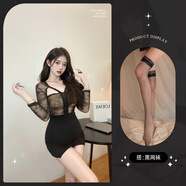 內衣性感透視包臀裙蕾絲純欲睡衣火辣女激情套裝8796 性感鏤空連身裙黑+黑網(wǎng)襪 均碼