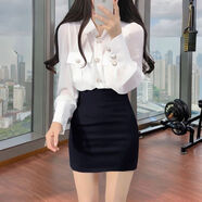 高腰清新甜美包臀裙彈力半身裙黑色棉質(zhì)短裙百搭顯瘦ol工作一步裙 35cm黑色不帶帶安全褲/百搭顯瘦 XS   65-80斤