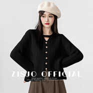 2025春秋新款黑色V領(lǐng)掛脖毛衣女設計感小眾麻花針織衫套頭短上衣 黑色 均碼 L