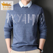 金盾2025新款針織衫春秋季毛衣圓領(lǐng)長(cháng)袖休閑假兩件襯衫領(lǐng)韓版休閑 海軍藍 L L