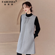 法貝莎品牌連衣裙女裝2025秋冬季羊毛背心裙寬松大碼小個(gè)子毛呢a字裙子 單件灰色背心裙 L 115-125斤