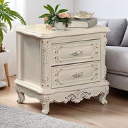 宏卿馨全實(shí)木歐式床頭柜復古現代簡(jiǎn)約臥室古典小戶(hù)型床邊儲物柜 】精致描金】象牙白描金 【保暖加厚】】【56#x42#x56規格】【