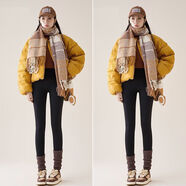 北極絨（Bejirog）冬季瑜伽褲芭比褲打底褲鯊魚(yú)褲女外穿2025新款春秋薄款秋冬加絨 冬季厚絨/黑色+黑色 M 碼：80-100斤 高腰收腹