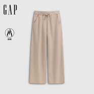 蓋璞女裝2025秋季新款花體刺繡logo抓絨闊腿褲長(cháng)褲運動(dòng)衛褲