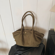 小眾設計款網(wǎng)紅同款皮帶扣手提包托特包蝙蝠包包磨砂麂皮絨翅膀包 綠色