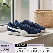 彪馬（PUMA）復古休閑黑白薄底板鞋男女款經(jīng)典低幫運動(dòng)鞋SMASH 361730 深藍色-白-20 35.5