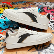 ANTA男鞋板鞋冬季新款戶(hù)外防滑運動(dòng)休閑鞋子耐磨增高潮流滑板鞋男 象牙白/墨水綠 42