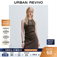 UR2025夏季新款女裝潮酷休閑褶皺修身無袖連衣裙UYV750019 深紅棕 XL