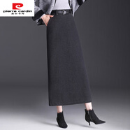 皮爾卡丹（pierre cardin）毛呢半身裙冬季長(cháng)裙到腳踝一步裙超長(cháng)款包裙秋冬灰色包臀裙冬裙女 灰色 M 腰圍2尺