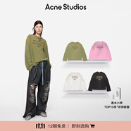 Acne Studios 男女同款 做舊1996印花寬松落肩長袖T恤上衣CL0197 橄欖綠色 L -女 / M-男