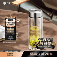 萬(wàn)象（WANXIANG）雙層玻璃杯V48RL便攜泡茶杯鈦銀色商務(wù)辦公禮盒裝帶茶漏玻璃水杯