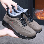 布瑞京老北京布鞋男棉鞋冬季老人休閑加厚保暖加絨戶(hù)外防滑鞋大碼棉鞋男 咖色 41