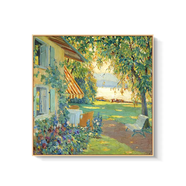 接運貓庫庫爾名畫(huà)裝飾畫(huà)客廳餐廳走廊臥室床頭掛畫(huà)小眾藝術(shù)風(fēng)景人 01斯塔恩伯格湖上的藝術(shù)家花園 40x40