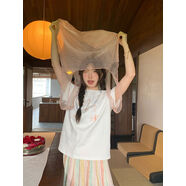 霍里德地圖花信風(fēng)來(lái)夏季純棉舒適休閑花朵刺繡正肩t恤短袖上衣 白色現貨 S S