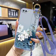 尤思時(shí)適用蘋(píng)果7Plus手機殼8Plus腕帶支架保護殼蘋(píng)果6Splus手機殼女款斜挎掛脖背帶軟硅膠防摔保護套產(chǎn)品 丁香紫-百合花【送背帶】 蘋(píng)果 8PLUS