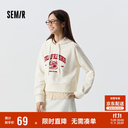 森馬[陳都靈同款]衛(wèi)衣女短款福龍印花紅色短外套101124116005