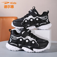 德?tīng)柣菽型咏q棉鞋新款秋冬女童運動(dòng)鞋兒童防滑跑步鞋中大童休閑鞋 黑白單鞋 28 內長(cháng) 18 厘米