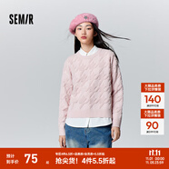 森馬毛衣女冬寬松時尚氣質(zhì)圓領(lǐng)針織衫優(yōu)雅千鳥格套頭衫女裝內(nèi)搭 紅色調(diào)00366 2XL