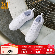 361°板鞋女鞋秋冬季新款青禾百搭小白鞋革面加絨保暖休閑運(yùn)動鞋子女 361度白【沖孔透氣】 35