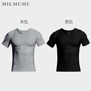 MILMUMU半袖男士短袖t恤打底衫短袖薄款冰絲圓領(lǐng)無(wú)痕涼感羊奶絲速干滑料 【店長(zhǎng)推薦】灰色+黑色圓領(lǐng) XXL