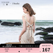 三彩2025夏季新款蕾絲花邊波點(diǎn)連衣裙露背飄帶長(cháng)裙女 米白色幾何 L 165/88A
