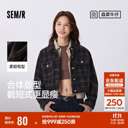 森馬（Semir）森柔牛仔|牛仔外套女短款翻領(lǐng)做舊秋夾克小個子街頭103524108001