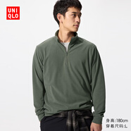 優(yōu)衣庫男裝柔滑彈力搖粒絨半拉鏈套頭衫/長(cháng)袖25秋冬新款481184 54 綠色 S /165/84A