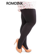Romd i nk胖mm200斤天鵝絨大碼打底褲  跨境歐美富姐春秋款雙面加檔連褲襪 黑 均碼 連腳款（130-180b