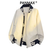 PANMAX2025拼接復(fù)古夾克新款男女寬松休閑百搭棒球服提花外套時(shí)尚 杏色 S 建議80-110斤