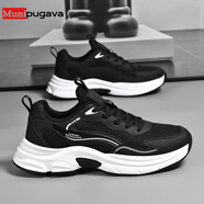 Munipugava運動(dòng)鞋男夏季新款2025透氣薄款網(wǎng)面鞋減震跑步運動(dòng)鞋男 黑白 40