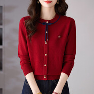 歌米拉（Gemila）毛衣女2025秋冬新款女裝加厚針織衫圓領(lǐng)打底衫內搭洋氣外穿上衣 紅色 圓領(lǐng) XL 【120斤-130斤】