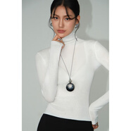 NEVA HU高領(lǐng)透視感打底針織衫女春秋微透薄款內搭高領(lǐng)毛衣 象牙白_現貨 S