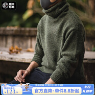 馬登工裝 美式復古純色保暖高領(lǐng)針織衫馬海毛毛衣秋季個(gè)性打底衫男 綠色 L