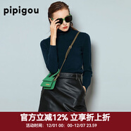 皮皮狗100%山羊絨 高領(lǐng)打底衫基礎新款純色針織上衣內搭毛衣女士秋季 612墨綠 L /105