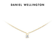DW【新品】DW項鏈流光項鏈女款鋯石項鏈感輕奢小眾典雅金色素鏈 典雅金