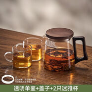 天喜（TIANXI）玻璃茶壺月牙過(guò)濾公道杯子茶水分離家用耐高溫茶具單泡茶壺 （帶蓋）月牙壺.透明510ml+2只130ml小茶杯 501mL(含)-600mL(含)